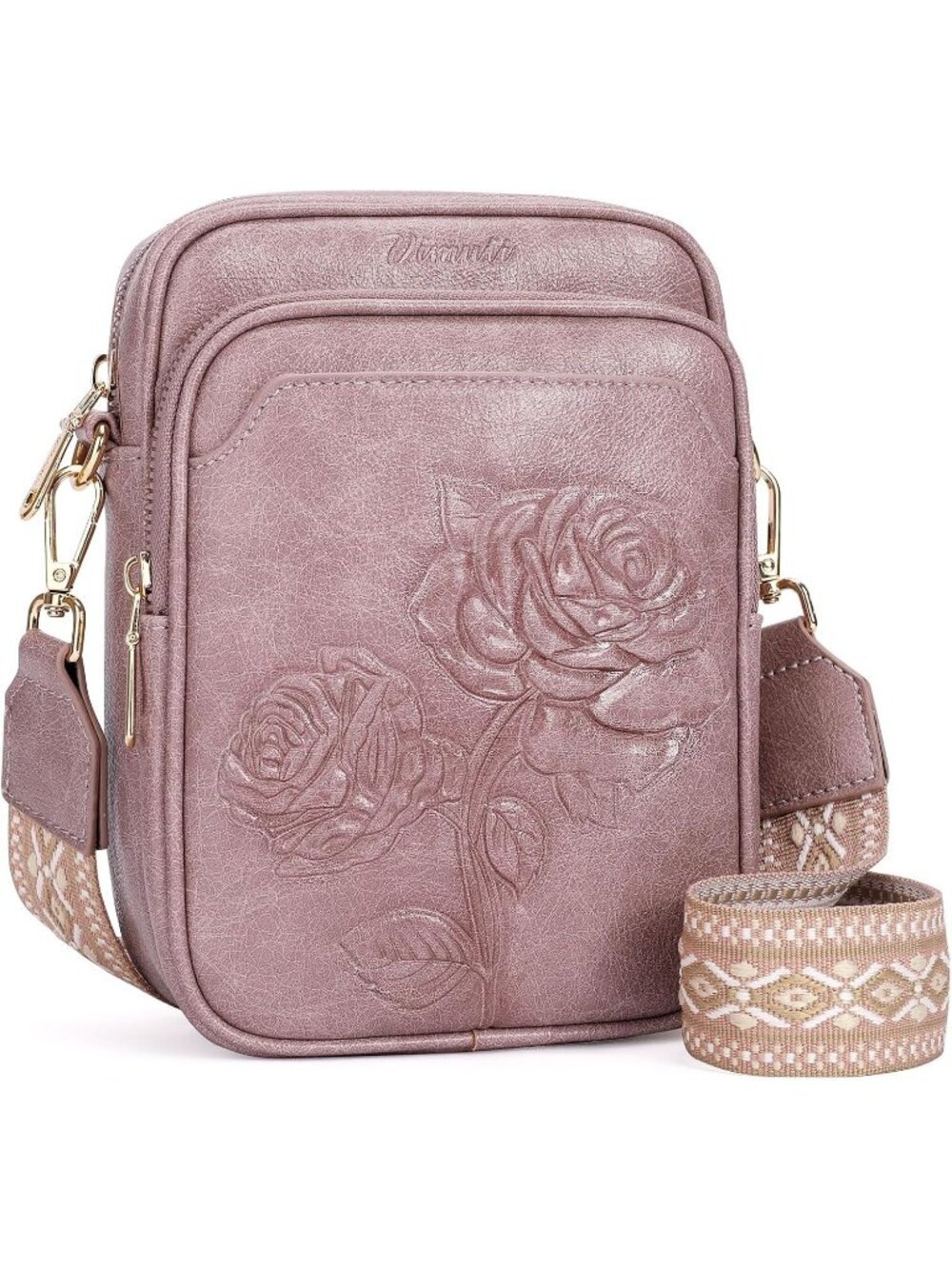 Women's Purple PU Leather Small Cell Phone Adjustable Strap Crossbody bags